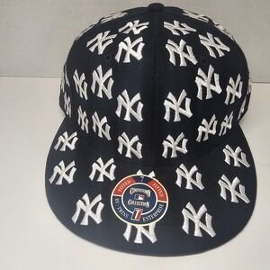 NY Yankees Cooperstown All Over Logo Fitted Hat Size 7 Twins Enterprise